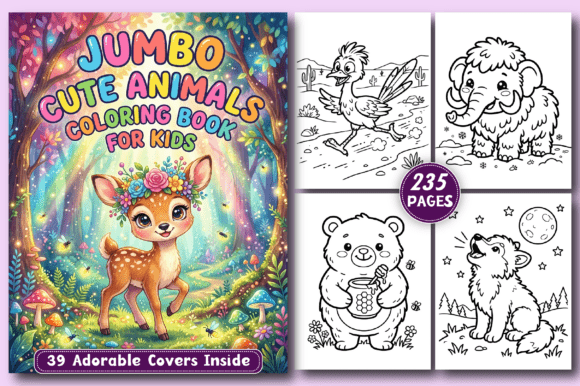 Download Jumbo Cute Animals KIDS Coloring Book - Animals Collection