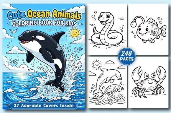 Download Cute Ocean Animals KIDS Coloring Book - Animals Collection