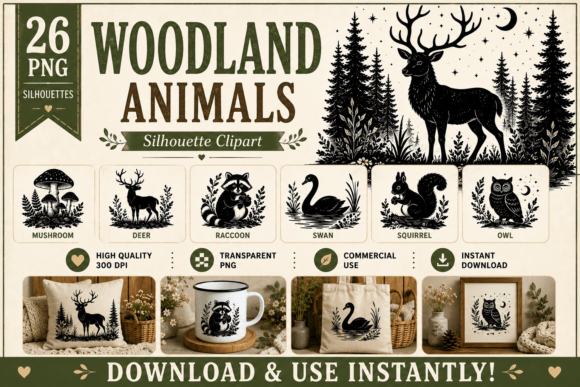 Download Cottagecore Woodland Animals Silhouette - Animals Collection